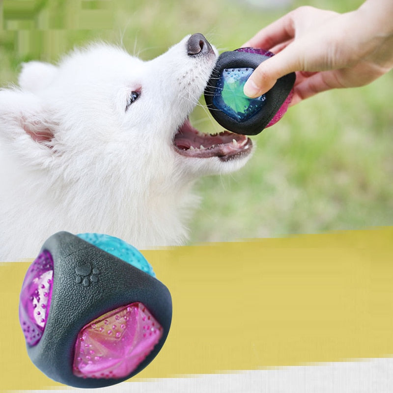 Luminous Dog Toy Durable Bouncy Balls Rubber Bouncy Bite- resistant Dog Chewing Ball Dog Training Pet Toys with Sound and Light