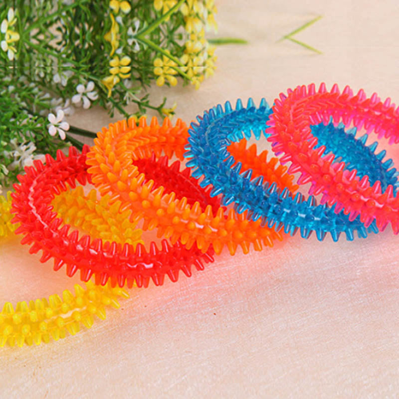 1Pcs Multicolor Non-toxic Circle Rubber Pet Dog Puppy Dental Teeth Healthy Chew Biting Ring Play Toy Dog Toys Random color